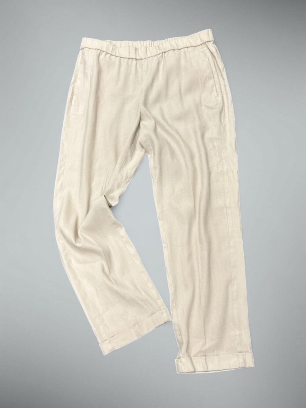 J. Jill Stretch Linen Tan Pull on Cuffed Pants Size Medium